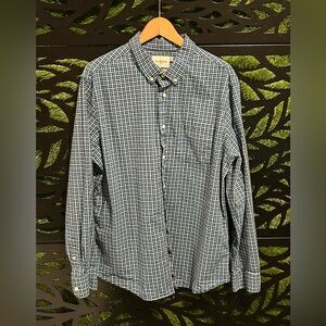 Goodfellow & Co Blue Checkered Button-Down Slim Shirt, Men's XL